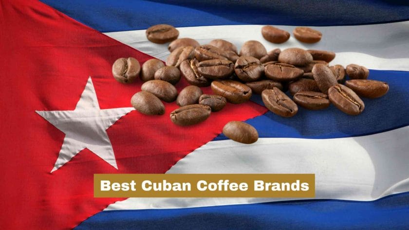 Photo of the Cuban flag with coffee ground on top. Best Cuban coffee brands.