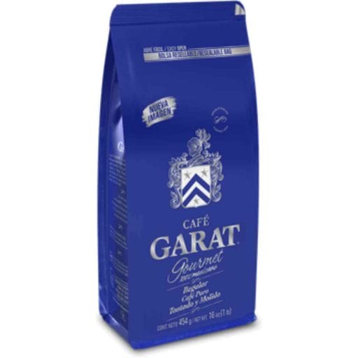 Photo of a blue package of Cafe Garat gourmet Mexican coffee.