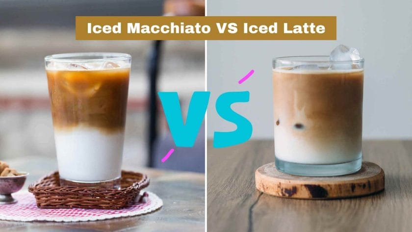 Photo of an iced macchiato and a inced latte. Iced Macchiato VS Iced Latte