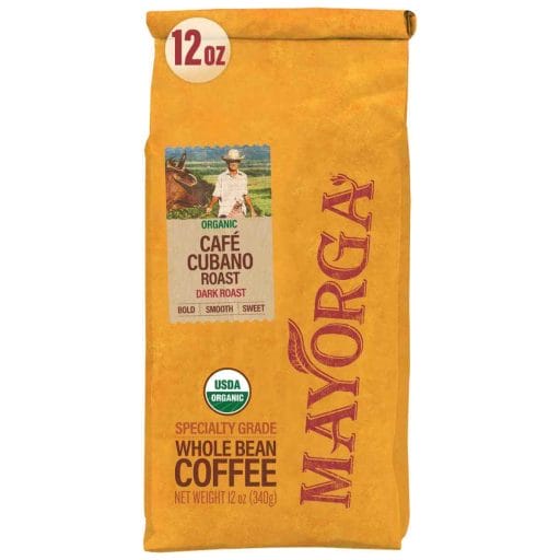 Photo of a yellow package of Mayorga Dark Roast Coffee Cafe Cubano