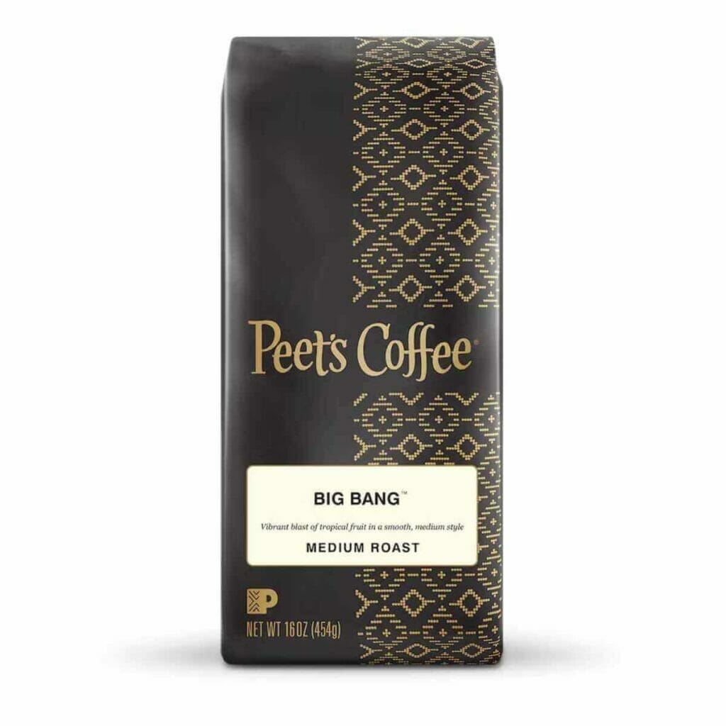 Photo of black and gold Peet's coffee medium roast.