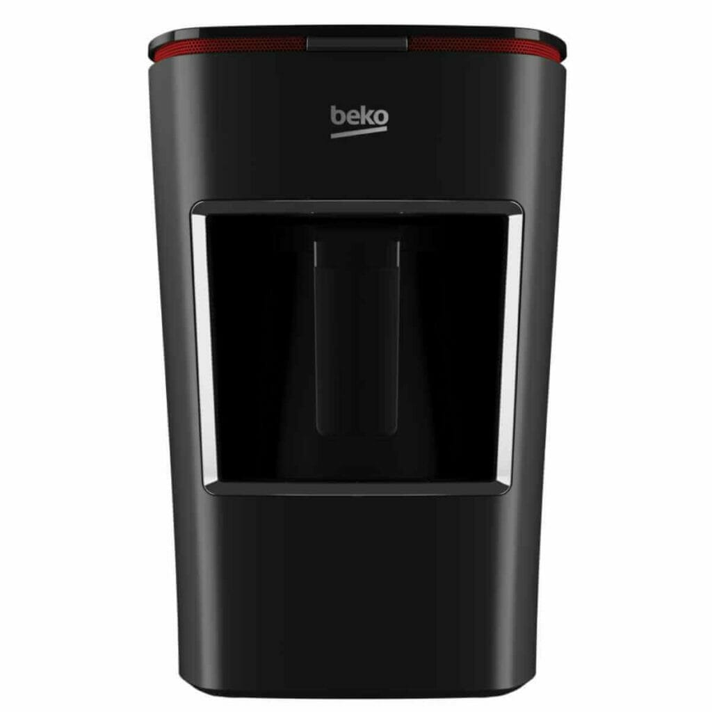 Photo of a black with a red stripe Beko Electric Turkish Coffee Maker.