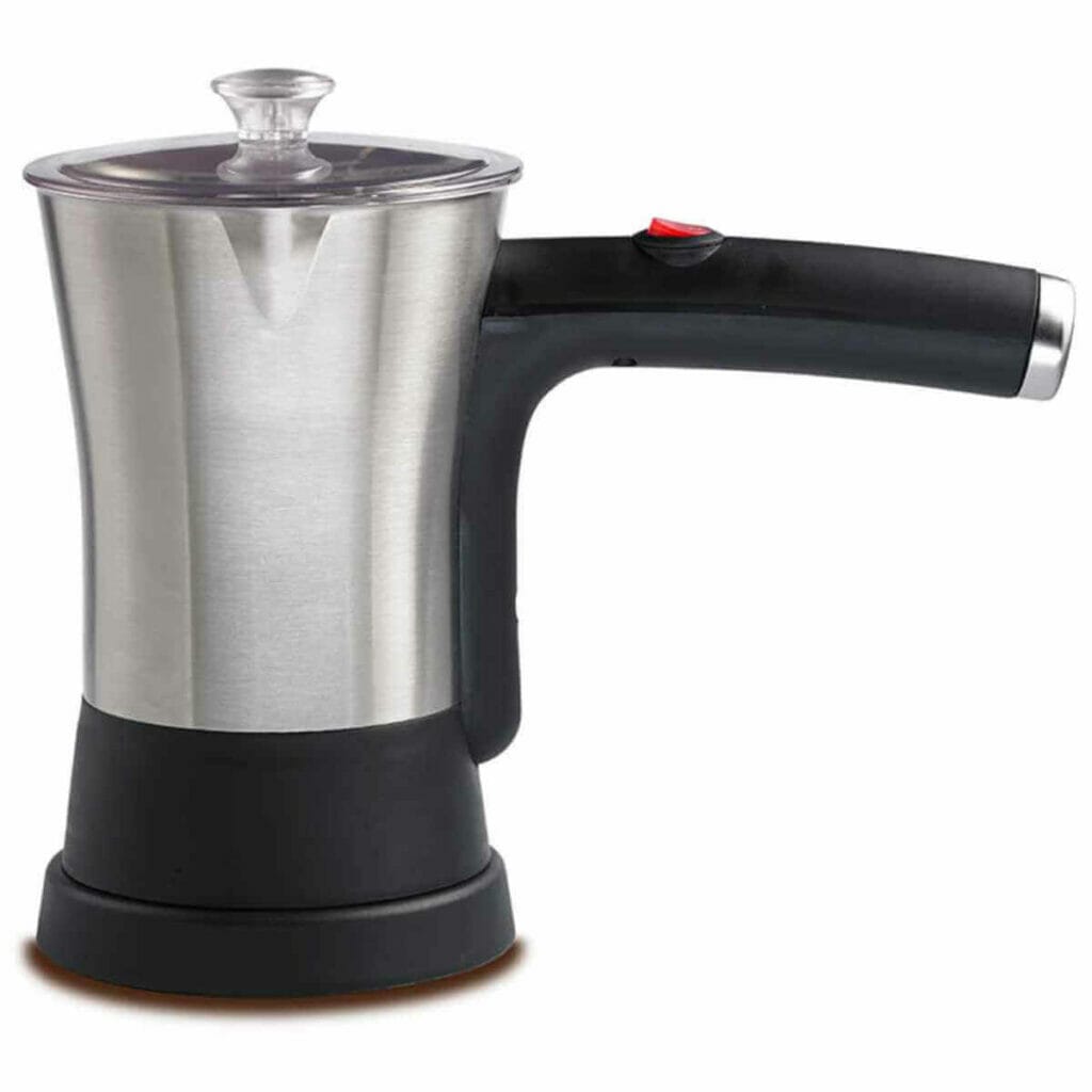 Photo of a stainless steel and plastic Brentwood Electric Turkish Coffee Maker.
