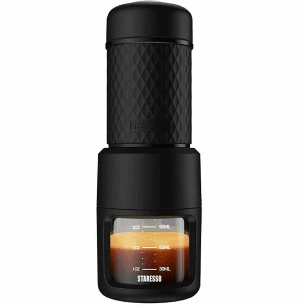 Photo of a black Staresso Portable Espresso Machine.