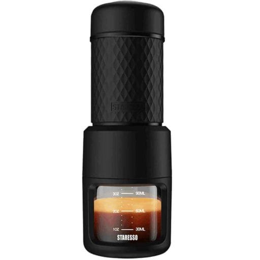 Photo of a black Staresso Portable Espresso Machine.