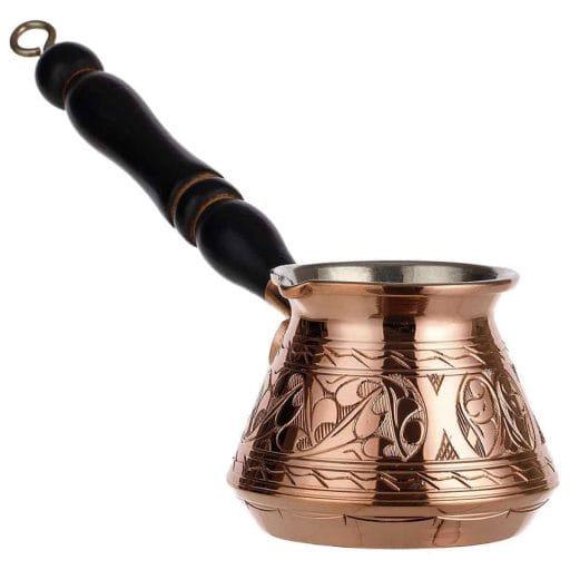 Photo of a copper Demmex Turkish coffee pot.