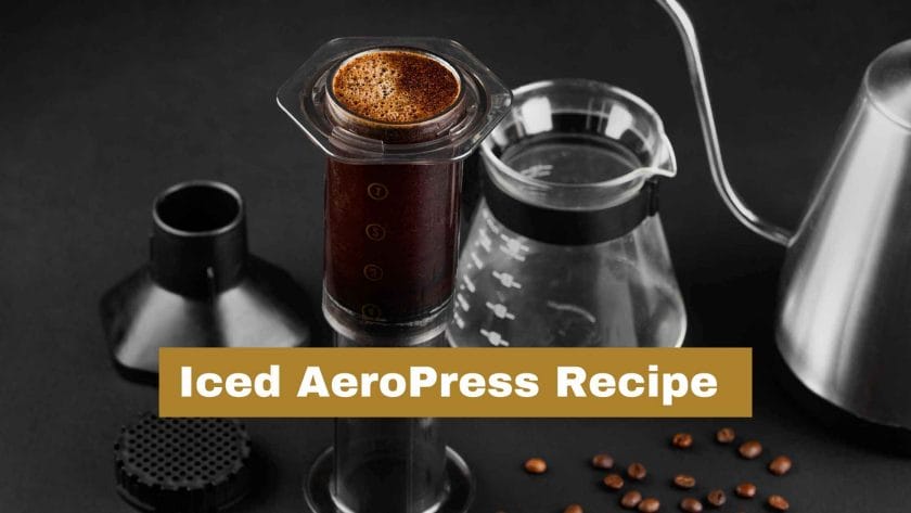 Photo of an Aeropress preparing coffee. Iced AeroPress Recipe.
