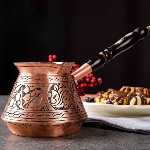 Photo of a copper Volarium Turkish coffee pot.